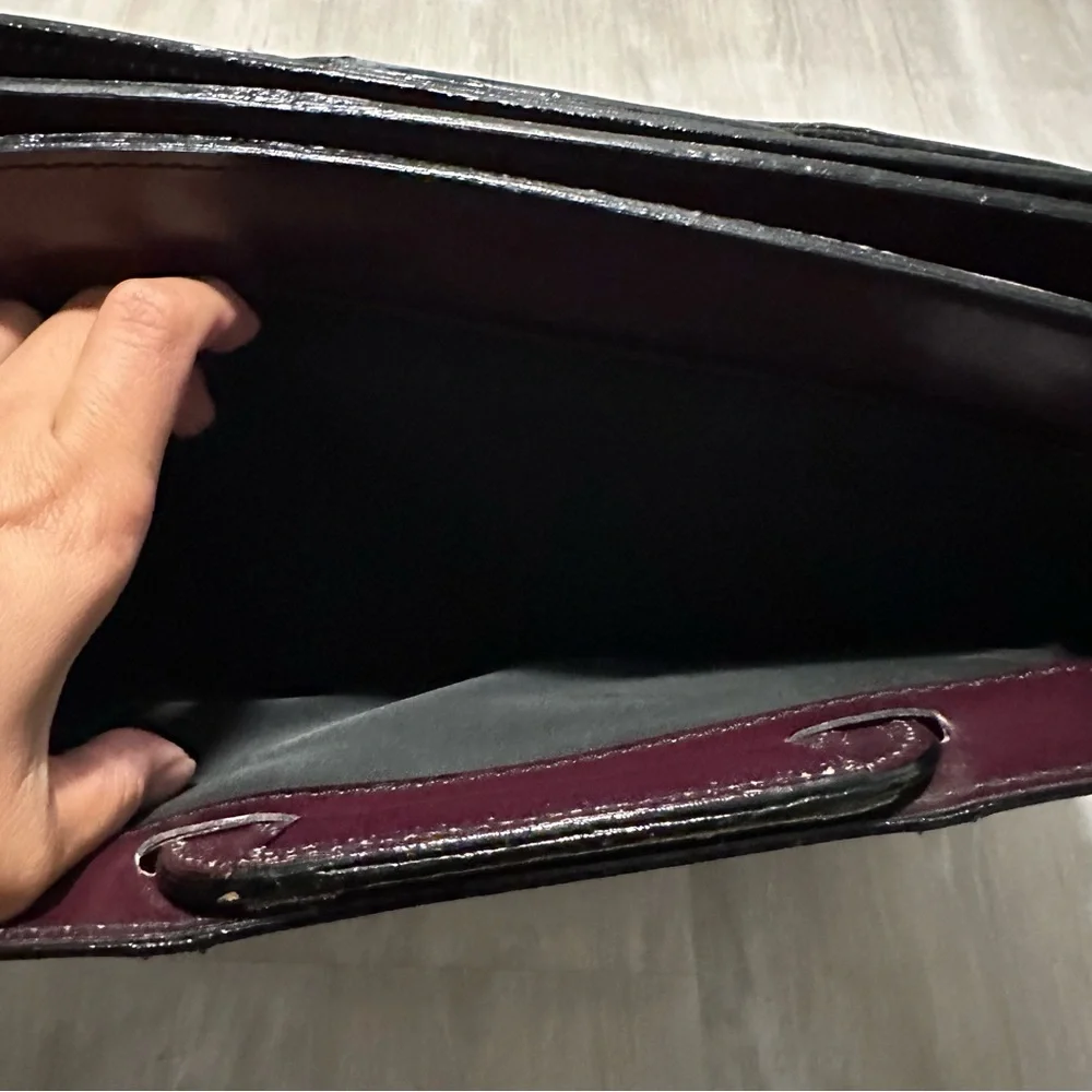 Real %100 Leather Mens Purple Burgundy Briefcase